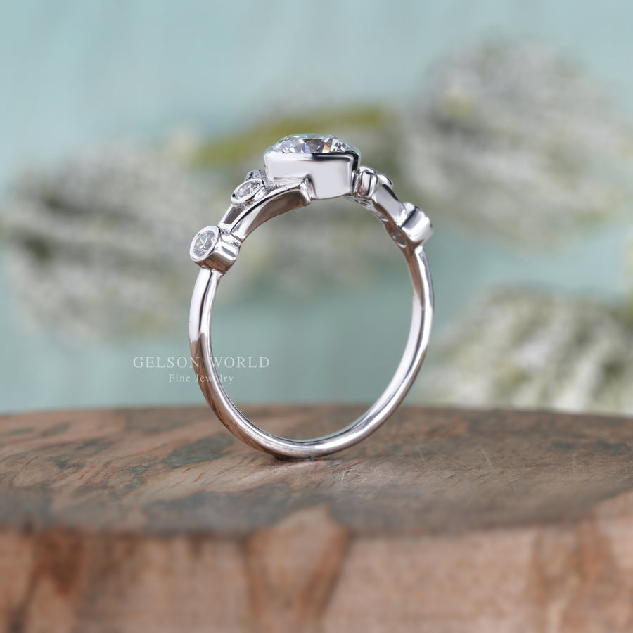 Unique Bezel Set Solitaire Ring, White Gold Promise Ring For Her, Anniversary Rings For Women