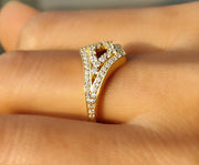 Elegant Moissanite Anniversary Gold Ring - Dazzling Diamond Shape Stacking Ring in Silver and Gold