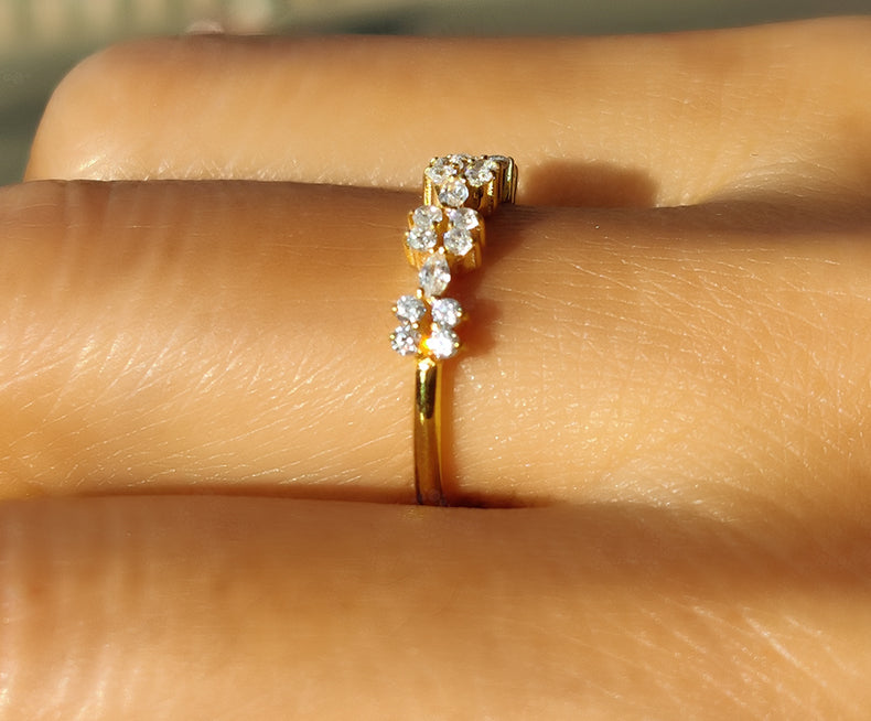 Elegant Stacking Ring - Marquise & Round Moissanite Band