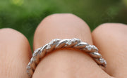 Twisted Wedding Band - Twisted Rope Ring - Silver and Gold Braided Ring - Moissanite Eternity Twisted Wire Ring - Women's Wedding Ring