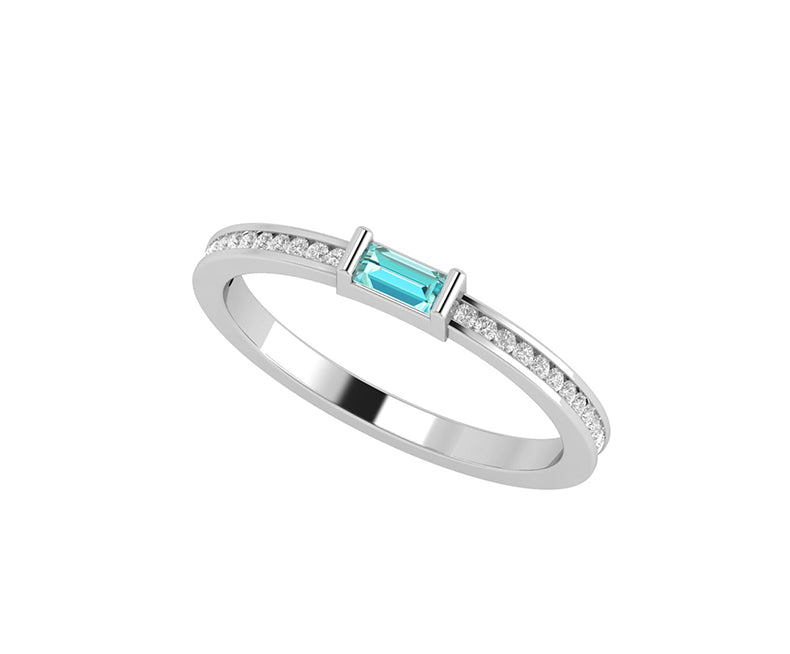 March Birthstone Aquamarine Stacking Ring