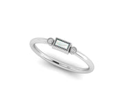 Opal Birthstone Elegance: Dainty Stacking Ring in Silver and Gold - Baguette Opal Delight for Women