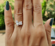 Romantic Toi Et Moi Moissanite Ring: Princess and Marquise Cut Elegance in Gold