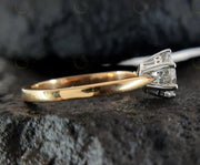 Round Cut Moissanite Solitaire Ring, Two Tone Engagement Ring, Promise Rings For Women, White & Yellow Gold Ring, Unique Style Ring