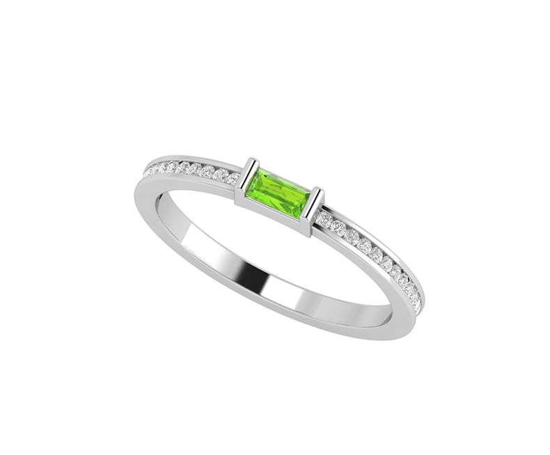 August Birthstone Peridot Stacking Baguette Ring