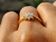 Radiant Sunburst Moissanite Ring in 14k Gold - Nature-Inspired Women's Wedding Band, Promise, and Anniversary Ring