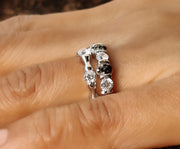 1.65 Ct Unique Gothic Bone Skull Bridal CZ Engagement Wedding Ring Set, Man Made Diamond, Sterling silver, Matching Band, Bridal Jewelry