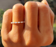 Marquise Moissanite Wedding Band: Floating Full Eternity Ring in Silver and Gold