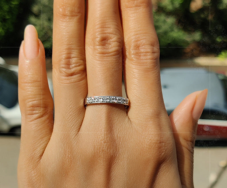 Radiant Moments: Round Moissanite Stackable Wedding Rings for Your Special Day