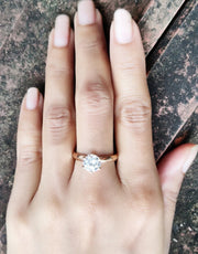 Knife Edge Solitaire Ring, Round Moissanite Engagement Ring, High Profile Ring, Moissanite Solitaire Ring, Rose Gold Promise Rings For Women