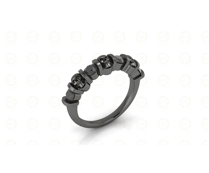 0.65 Ct Unique Gothic Skull Round 4 Stone CZ Engagement Wedding Ring, Women Wedding ring, Sterling Silver, Propose Ring, Halloween Gift