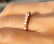 Graduated Moissanite Anniversary Ring in Silver and Gold - Simple and Elegant Wedding Band for Her