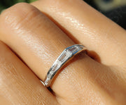 Elegant Channel Set Baguette Moissanite Wedding Ring - Silver and Gold Stacking Beauty with Unique Design - Ideal Promise, Matching Band, or Anniversary Gift