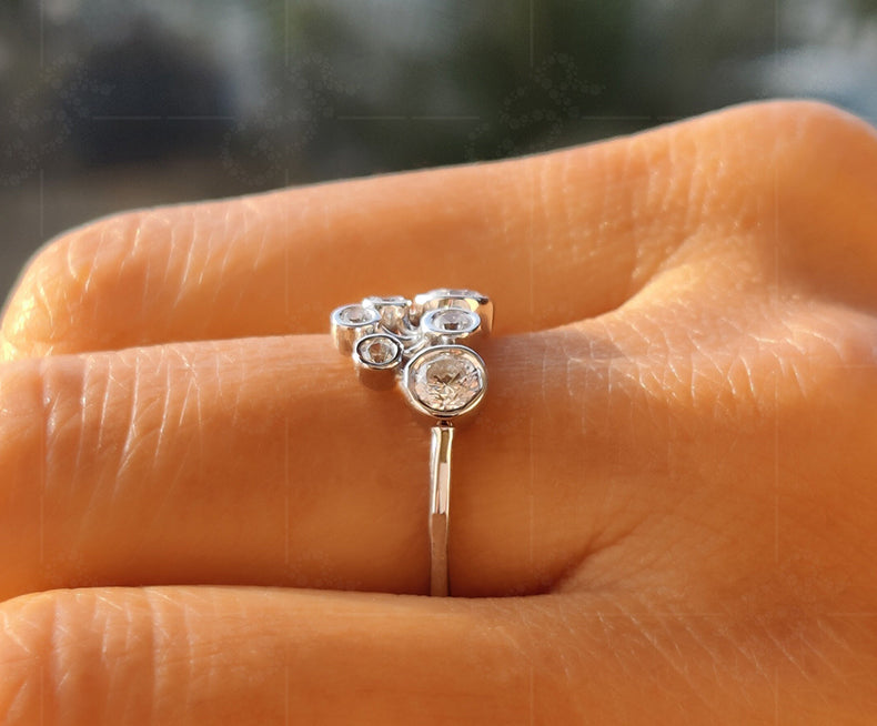 Crown of Elegance: Unique Bubble-Style Bezel Set Moissanite Ring in Dazzling Gold, Fit for Royalty