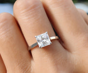 Princess Cut Solitaire Engagement Ring, Princess Cut Moissanite Diamond Ring, Square Stone Ring, Promise Rings For Women, Classic Gold Ring