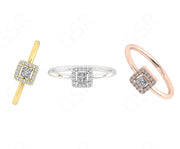 Regal Elegance: Princess Cut Moissanite Ring in Silver and Gold, a Stunning Halo Engagement Ring and Stacking Delight