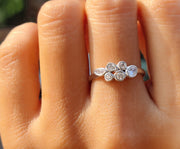 Raindrop Ring: A Delicate Gold Beauty with Multi Stone Scattered Moissanite, Perfect for Minimalist Elegance