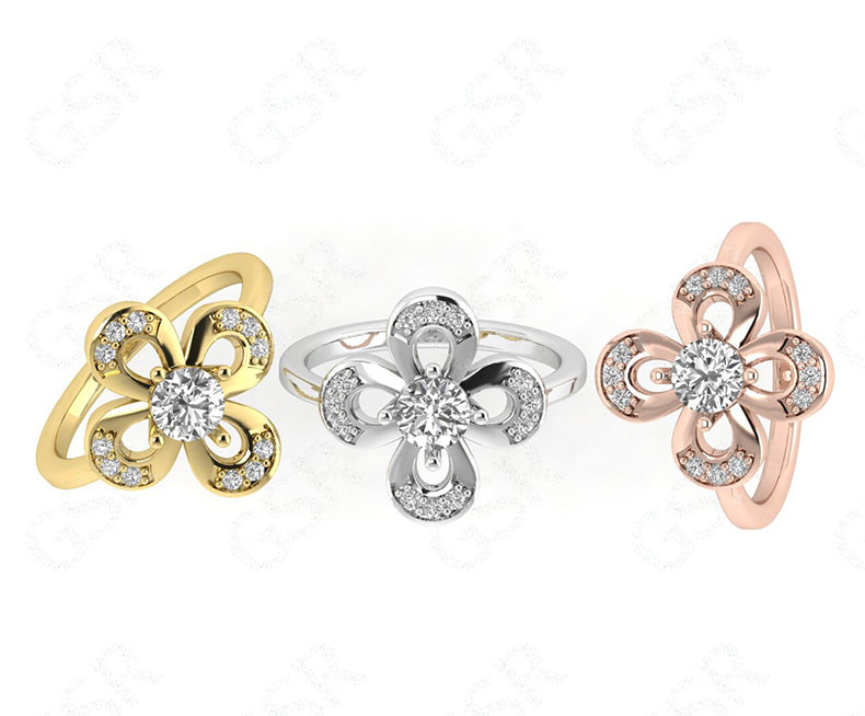 Nature-Inspired Floral Stackable Ring in Silver and Gold - Perfect Promise or Anniversary Gift for Her