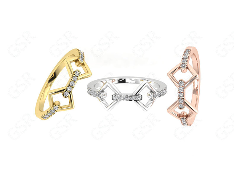 Modern Sophistication: Silver and Solid Gold Moissanite Ring – Elevate Your Style with a Geometric, Stackable, and Dainty Minimalist Promise Ring for Women