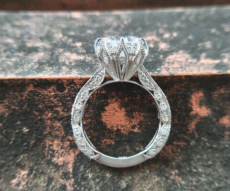 3.60 Tcw Round Vintage Engagement Ring, Art deco Antique ring, Unique Wedding Ring, 8 Claw Milgrain ring, Anniversary Estate Ring for her