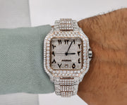 Moissanite Diamond iced out Luxury watches, Fully Automatic Hip Hop Buss Down Watch Two Tone