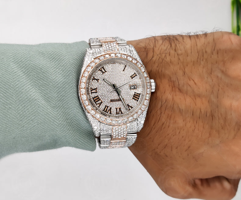 Iced Out Fully VVV Moissanite Diamond Luxury Watch, Hip Hop Buss Down Watch