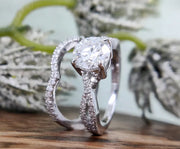 Round Moissanite Twisted Wedding Ring Set, Bridal ring Set, Matching Band, Engagement Ring, Eternity Band, Promise Ring, Sterling Silver