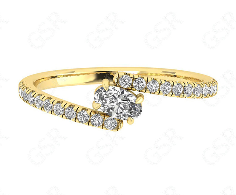 Timeless Elegance: Oval Moissanite Ring in Silver and Gold – The Perfect Cross Over Stacking Ring for a Minimalist and Dainty Women's Engagement Ring