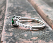 Gemstone engagement ring, Green Emerald Baguette Stacking Rings, Rings for women, Sterling silver, Birthstone Jewelry