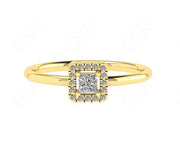 Regal Elegance: Princess Cut Moissanite Ring in Silver and Gold, a Stunning Halo Engagement Ring and Stacking Delight