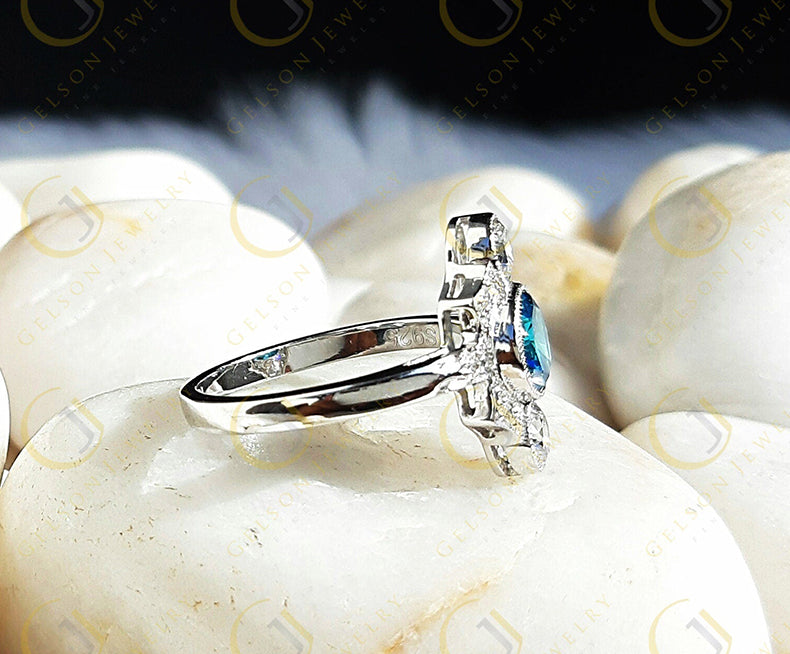 Art Deco Engagement Ring, Estate Jewelry, Sterling Silver Wedding Ring, Vintage Anniversary Ring, Promise Women Ring, Gift For Her