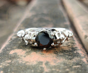 1.05 Ct Unique Skull Engagement Ring, Gothic Wedding ring, Skull women ring, 925 Sterling Silver, Round Black CZ