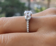 Three 3 Stone Round Moissanite Diamond 14k Gold Engagement Ring For Women