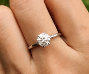 1 Carat Round Cut Moissanite Solitaire Engagement Ring, Six Prong Colorless Moissanite Ring, Promise Rings For Women, Classic Simple Ring