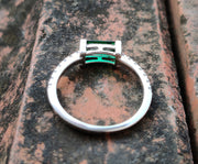 Gemstone engagement ring, Green Emerald Baguette Stacking Rings, Rings for women, Sterling silver, Birthstone Jewelry