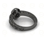 Unique Black Skull Vintage Engagement Ring, Gothic Wedding Ring, 925 Sterling silver, Women Skull ring