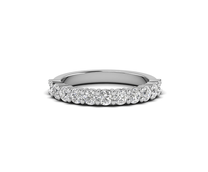 Elegant Round Moissanite Half Eternity Wedding Band for Women - Perfect Moissanite Stackable Rings and Bridal Stacking Matching Band - Classic Anniversary Beauty