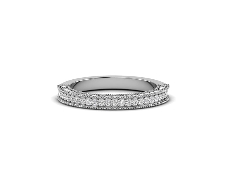 3-Sided Pave Half Eternity Wedding Bands
