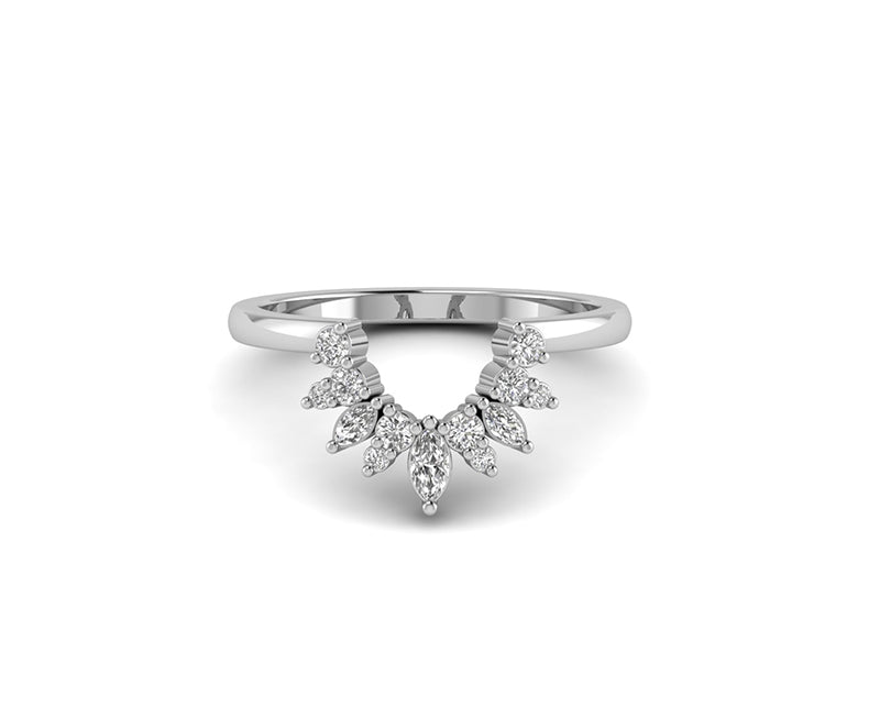 Curved Moissanite Diamond Wedding Band - Contour Art Deco Stackable Ring
