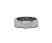 7 mm Wide Four Row Moissanite Band - Silver and Gold Wedding Band - Full Eternity Ring For Women - Anniversary Gift