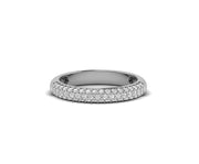 Three Row Micropavé Moissanite Diamond Eternity Wedding Band: Silver and Gold Half Eternity Ring for Her