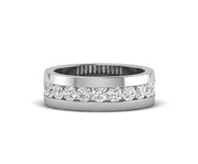 Mens Wedding Band With Moissanite Diamond, 8.20mm Channel Set Engagement Ring, Anniversary Rings For Him, Moissanite Half Eternity Band