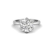 4 Ct Round Moissanite Solitaire Ring, Tulip Setting Engagement Ring For Women, Lotus Flower Prong Ring, Nature Inspired Ring, Petal Ring