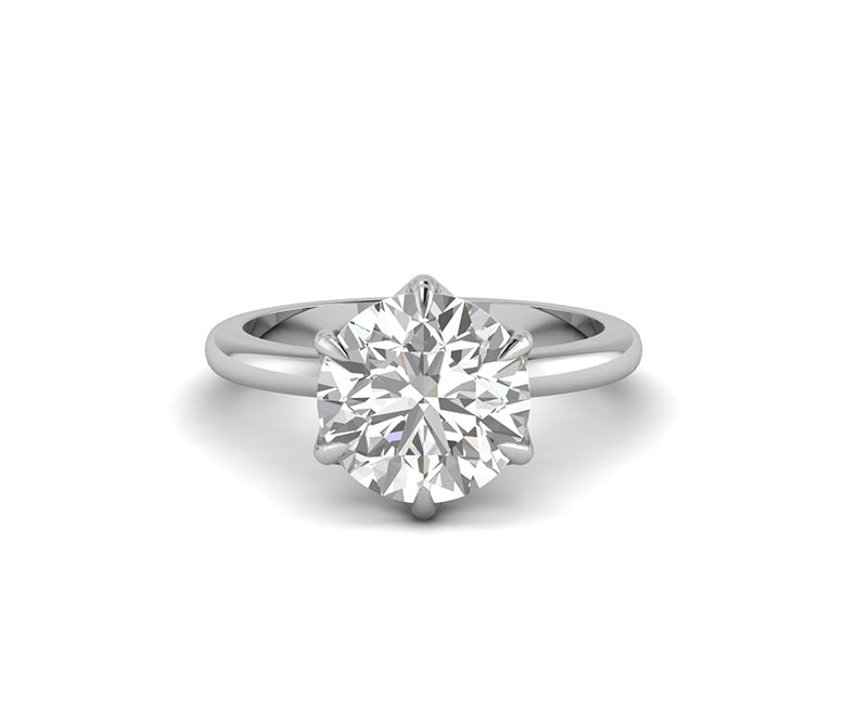 4 Ct Round Moissanite Solitaire Ring, Tulip Setting Engagement Ring For Women, Lotus Flower Prong Ring, Nature Inspired Ring, Petal Ring