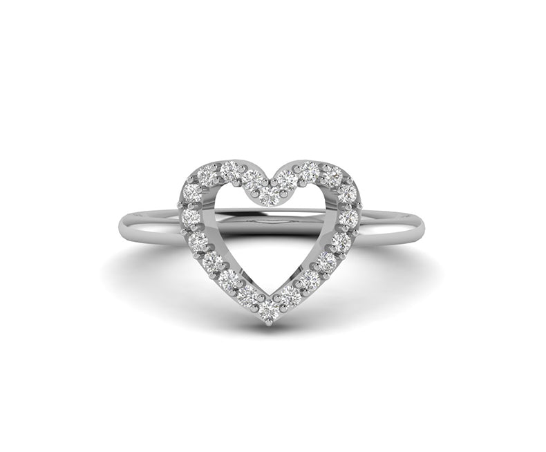 Heartfelt Hollow Heart Ring: Silver and Gold Moissanite Love in a Dainty Design