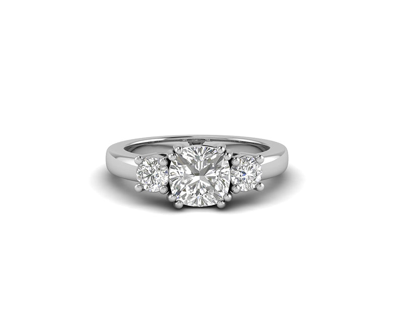 3 Stone Cushion Cut Engagement Ring