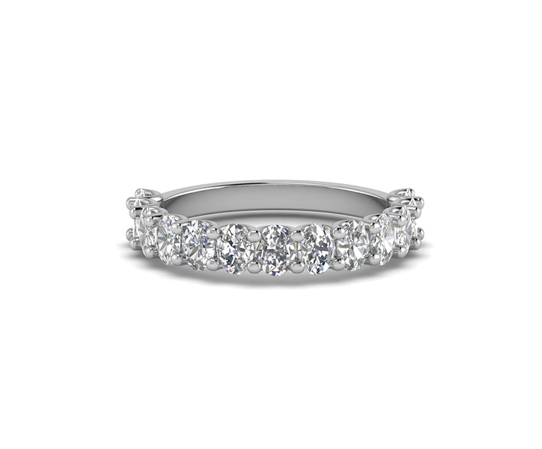 Elegant Forever: Eternity Oval Wedding Band in Silver and Gold with Moissanite - Women's Wedding Band, Anniversary Ring, Unique Bridal Jewelry, U Prong Design