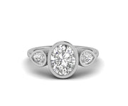 Oval Three Stone Moissanite Engagement Ring
