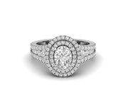 Oval Moissanite Double Halo Engagement Ring