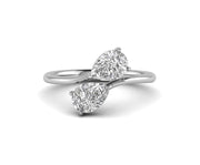 Dual stone pear Moissanite Diamond open ring,  2 Stone cross over Style, 14k Solid Gold Ring, Minimalist Ring, Stacking Women Ring